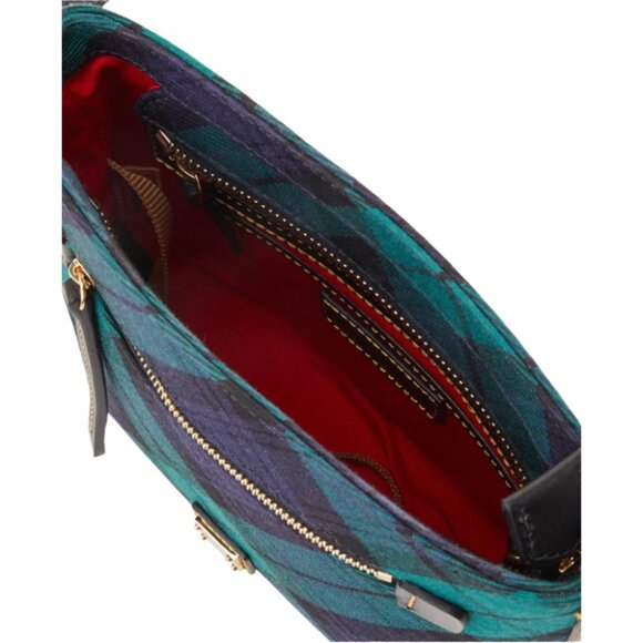 NWT DOONEY AND BOURKE Navy & Green Tartan Plaid Small Zip Crossbody Bag - Picture 3 of 9